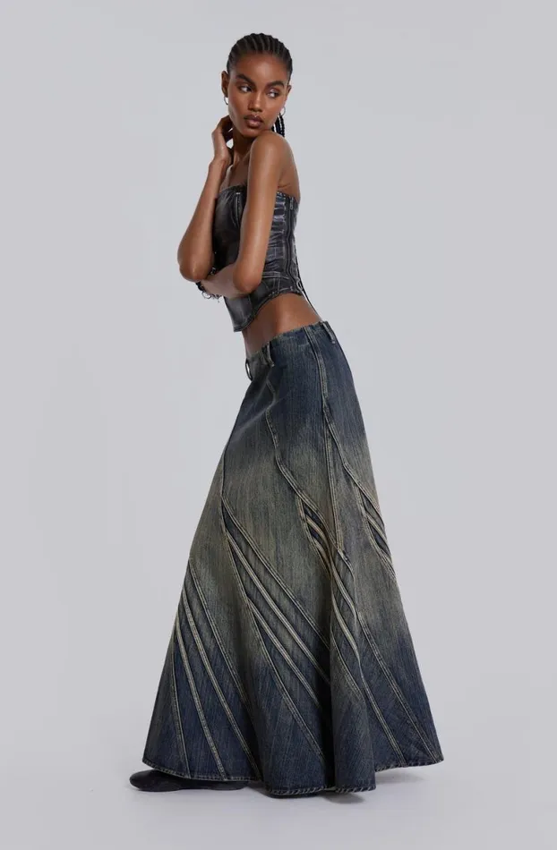 Maxi Skirts Women Jaded London Celadon Denim Maxi Skirt