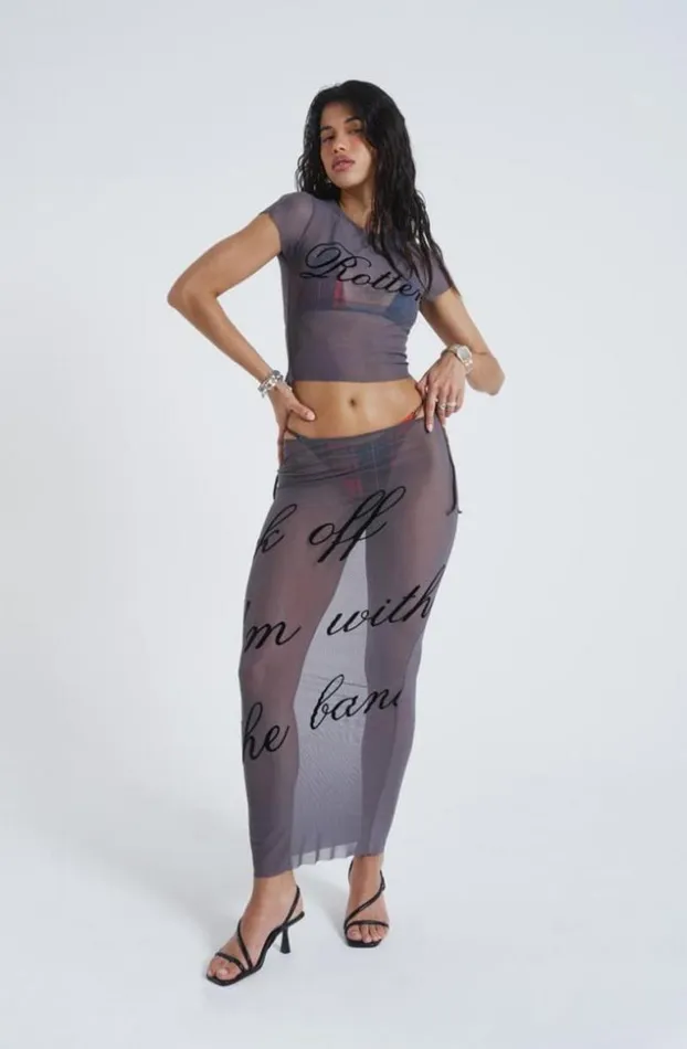 Maxi Skirts Women Jaded London Spoiled Rotten Mesh Maxi Skirt