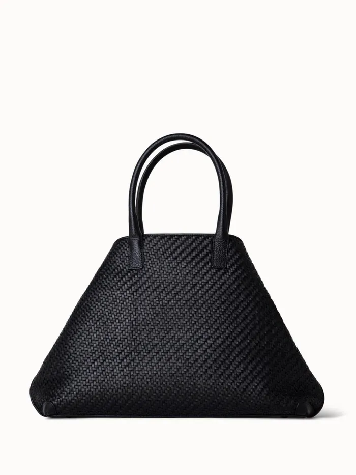 Medium Ai Messenger Bag In Braided Leather Black Women Akris Top Handle Bags