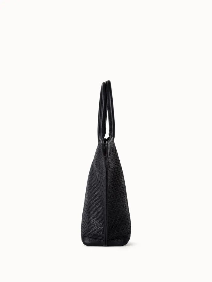 Medium Ai Messenger Bag In Braided Leather Black Women Akris Top Handle Bags