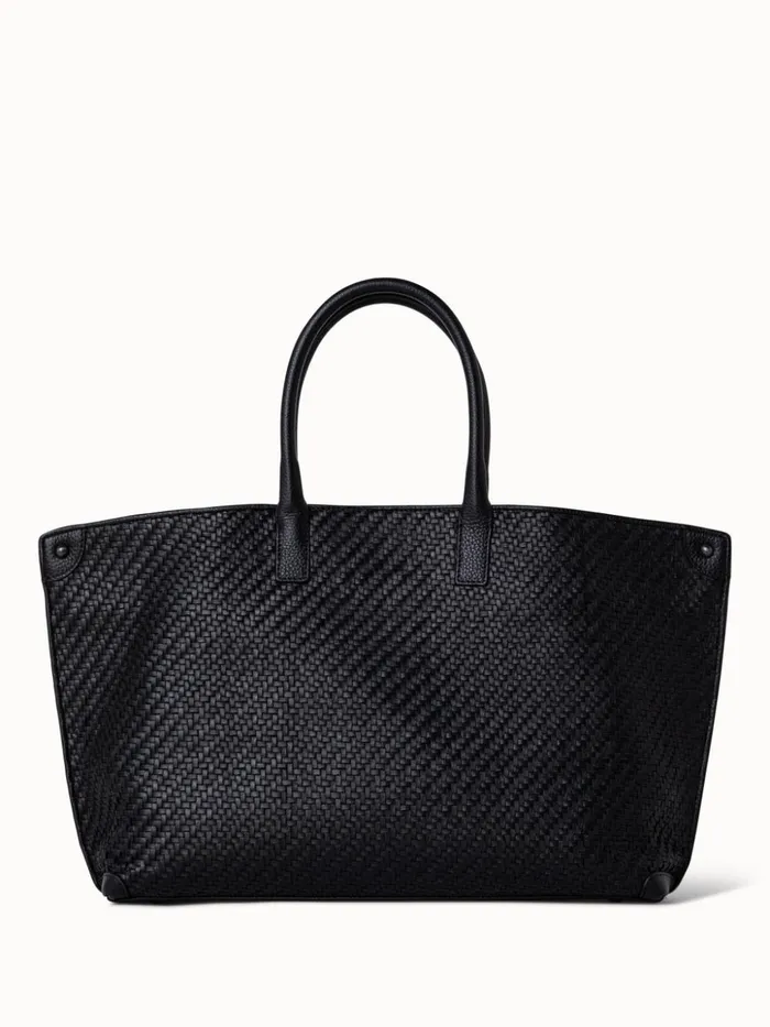Medium Ai Messenger Bag In Braided Leather Black Women Akris Top Handle Bags