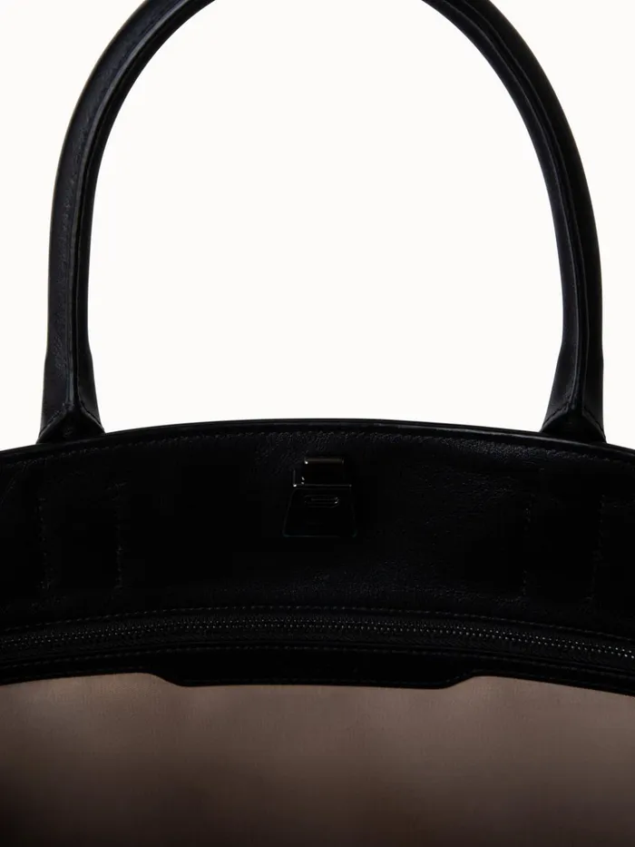 Medium Ai Messenger Bag In Braided Leather Trapezoids Black Women Akris Tote Bags