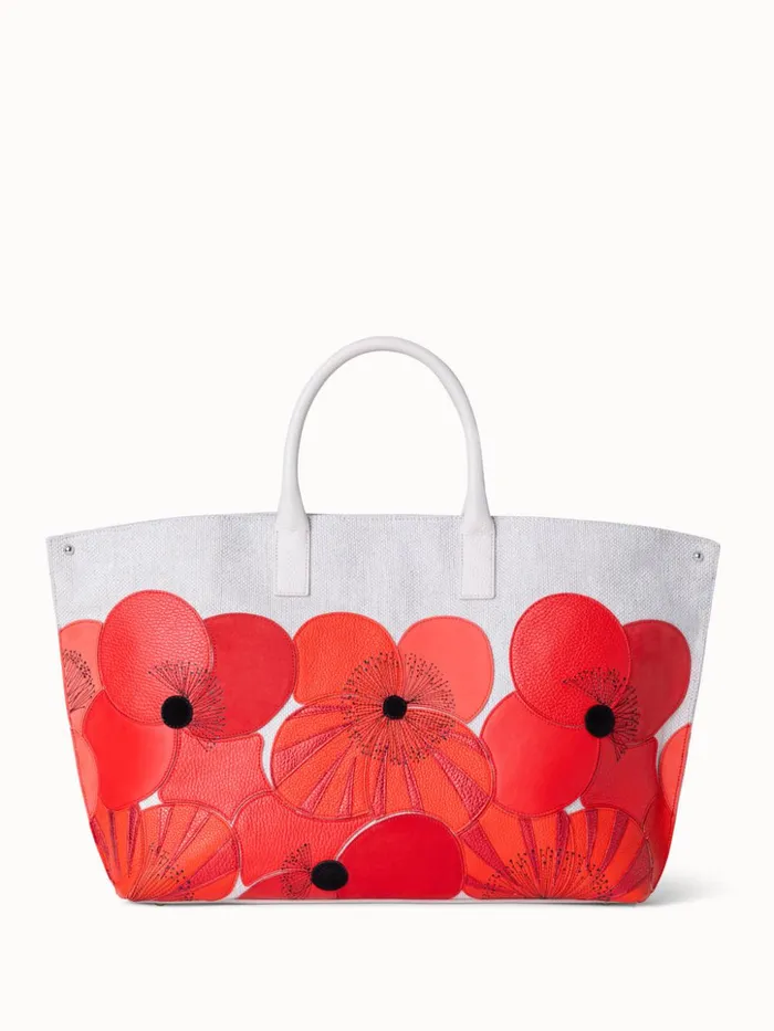 Medium Ai Messenger Bag In Poppies On Canvas Patchwork Multicolor Women Akris Tote Bags