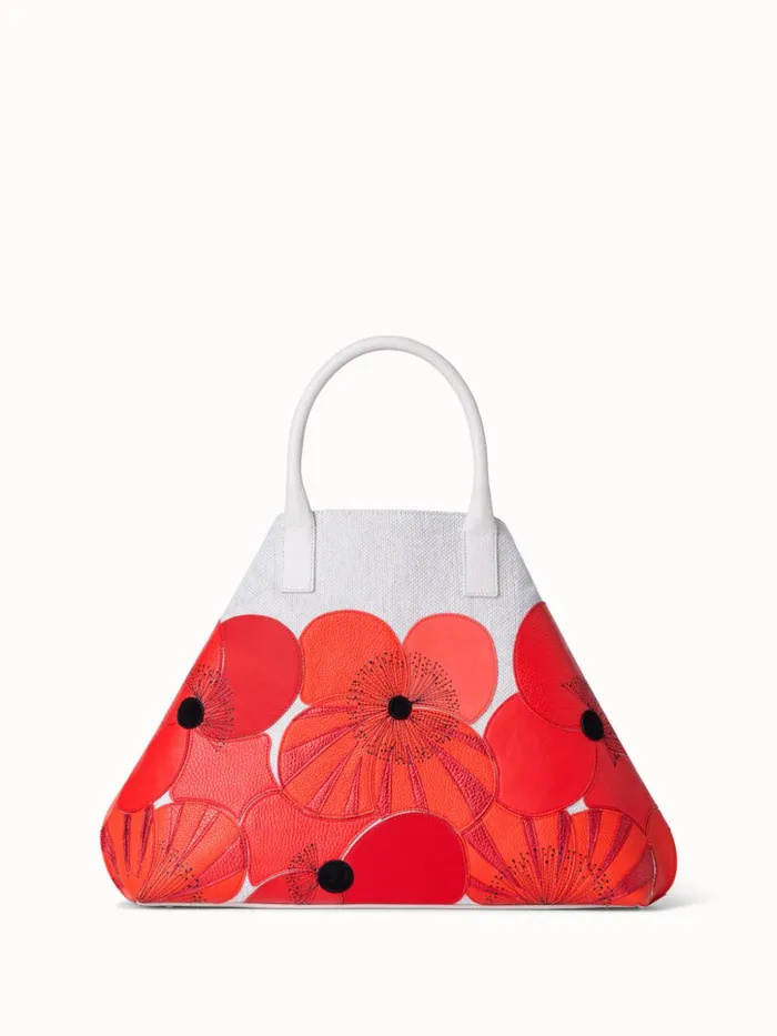 Medium Ai Messenger Bag In Poppies On Canvas Patchwork Multicolor Women Akris Tote Bags