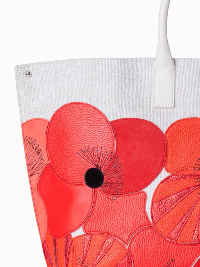 Medium Ai Messenger Bag In Poppies On Canvas Patchwork Multicolor Women Akris Tote Bags