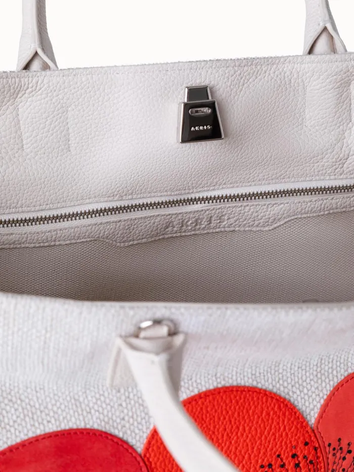 Medium Ai Messenger Bag In Poppies On Canvas Patchwork Multicolor Women Akris Tote Bags
