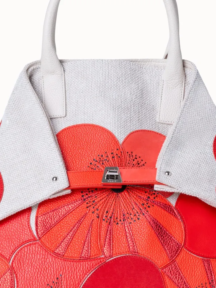 Medium Ai Messenger Bag In Poppies On Canvas Patchwork Multicolor Women Akris Tote Bags