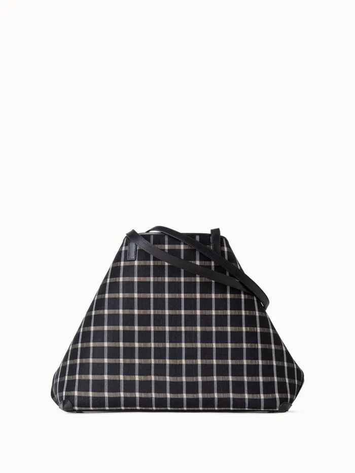 Medium Ai Shoulder Bag In Checked Horsehair Fabric Blackcream Women Akris Shoulder Bags