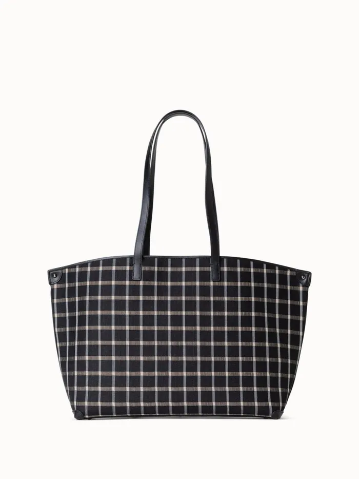Medium Ai Shoulder Bag In Checked Horsehair Fabric Blackcream Women Akris Shoulder Bags