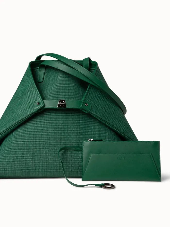 Medium Ai Shoulder Bag In Horsehair Fabric Aloe Women Akris Tote Bags