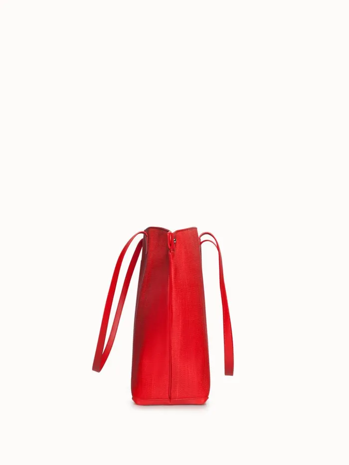 Medium Ai Shoulder Bag In Horsehair Fabric Scarlet Women Akris Tote Bags