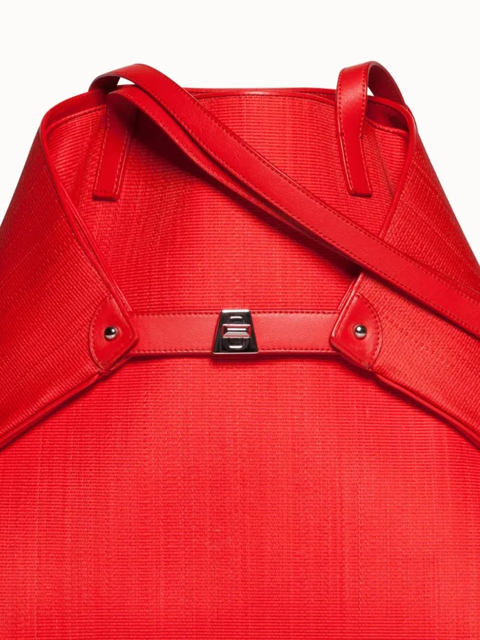 Medium Ai Shoulder Bag In Horsehair Fabric Scarlet Women Akris Tote Bags