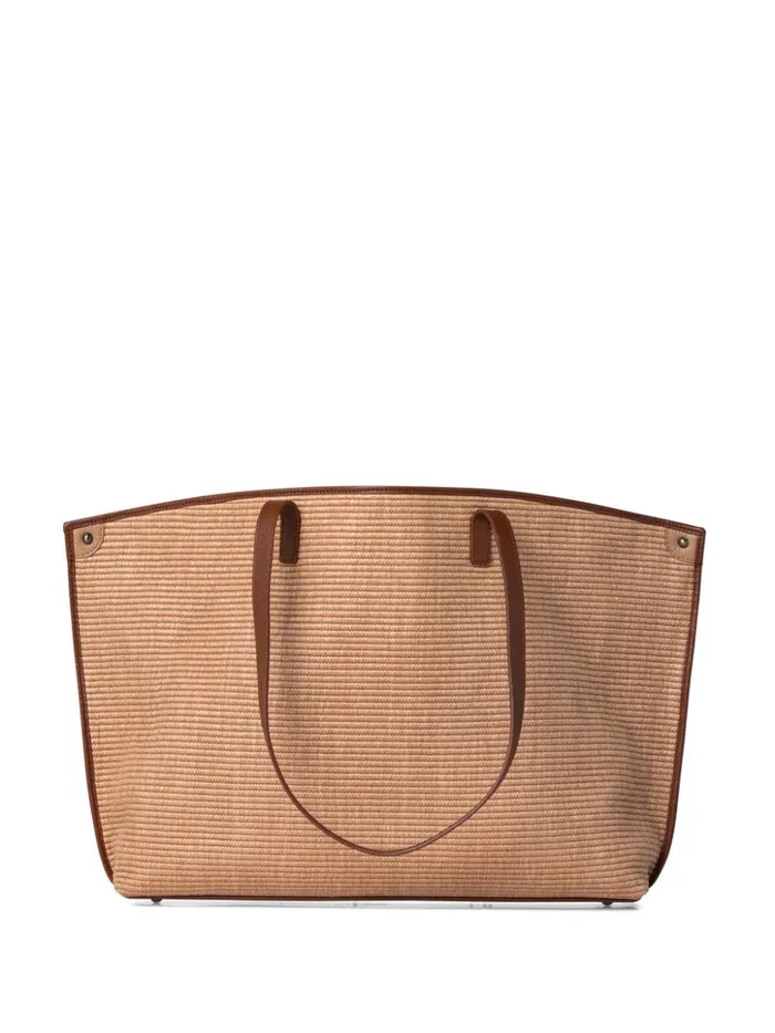 Medium Ai Shoulder Bag In Raffia With Leather Trim Camelcaramel Women Akris Tote Bags