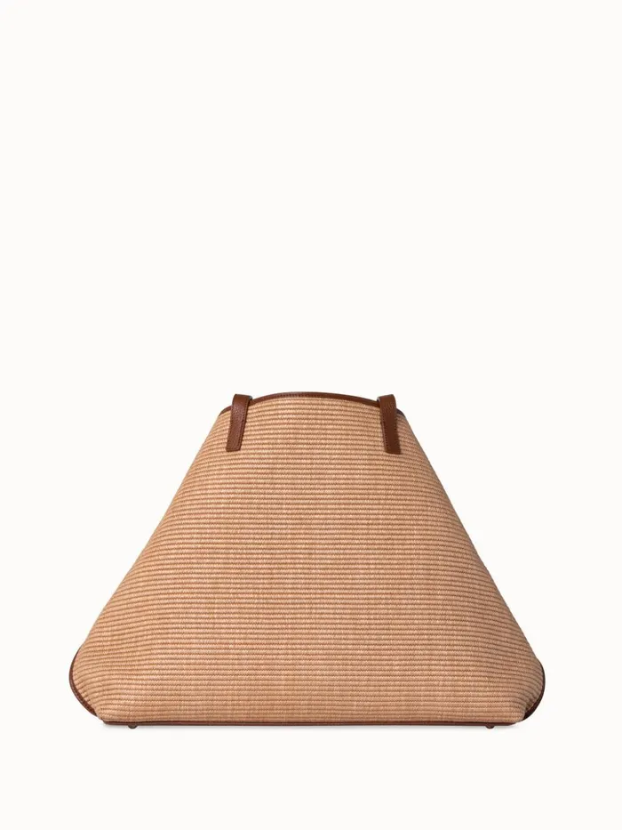 Medium Ai Shoulder Bag In Raffia With Leather Trim Camelcaramel Women Akris Tote Bags