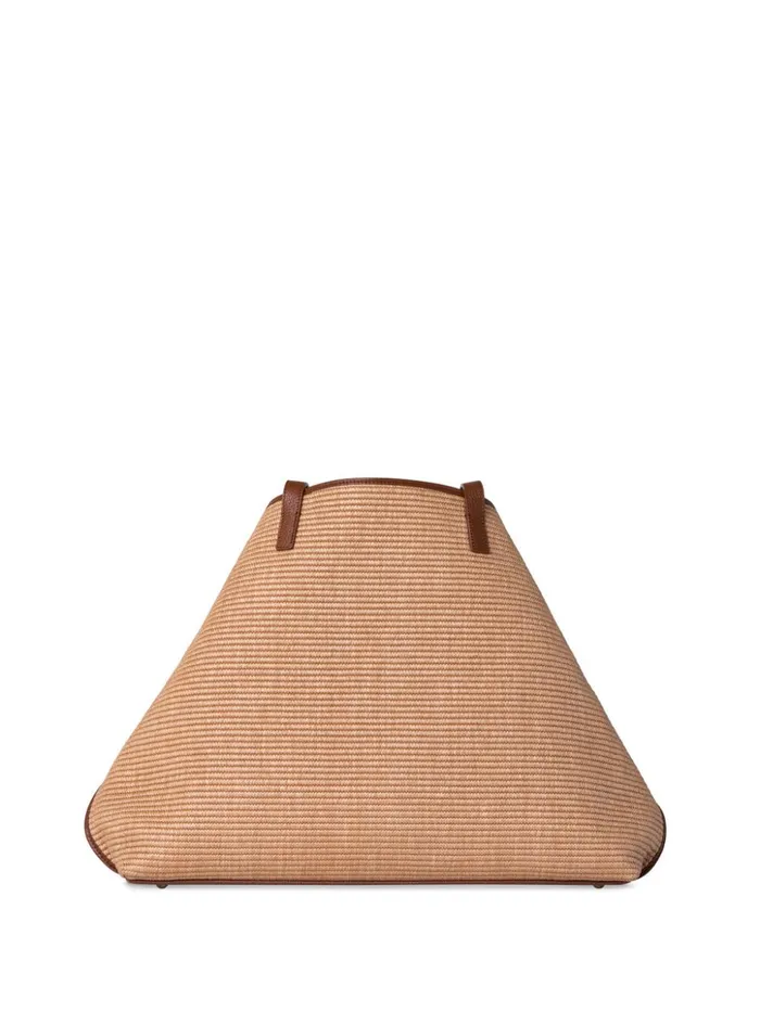 Medium Ai Shoulder Bag In Raffia With Leather Trim Camelcaramel Women Akris Tote Bags