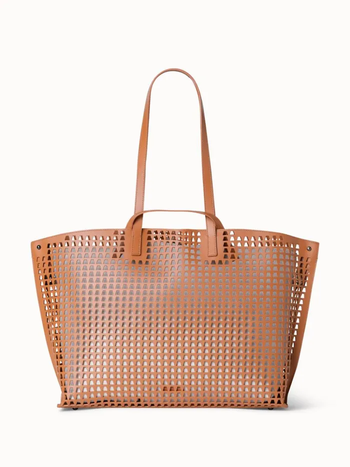 Medium Ai Shoulder Bag In Trapezoid Lasercut Cuoio Women Akris Shoulder Bags