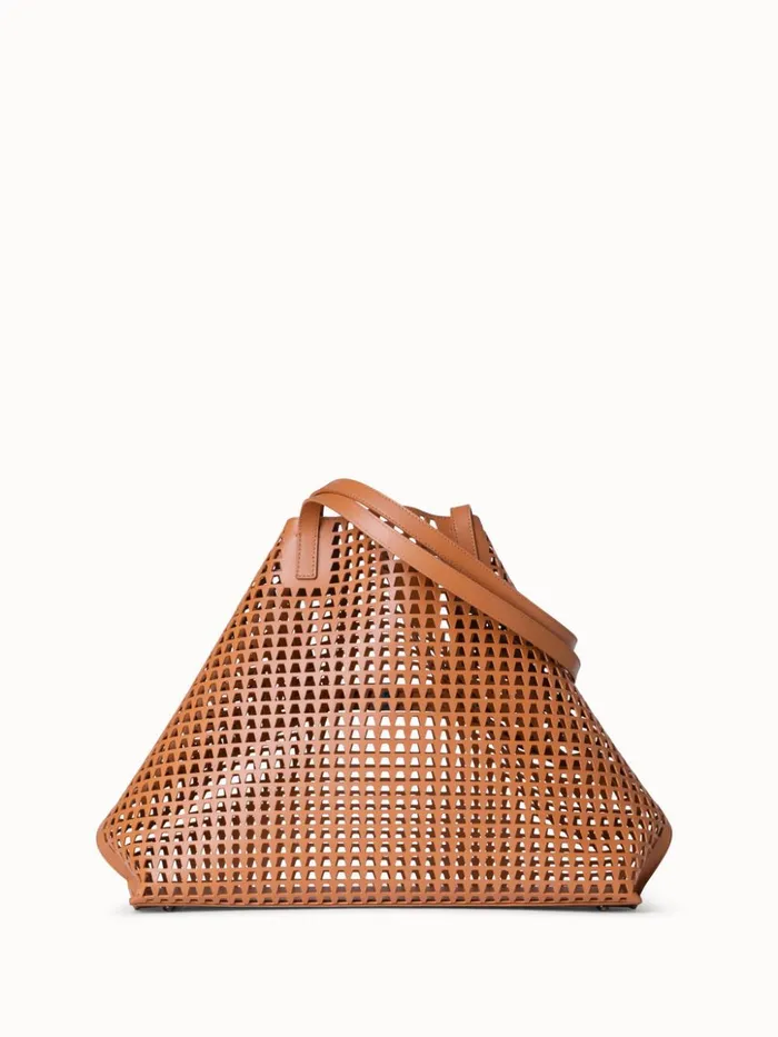 Medium Ai Shoulder Bag In Trapezoid Lasercut Cuoio Women Akris Shoulder Bags