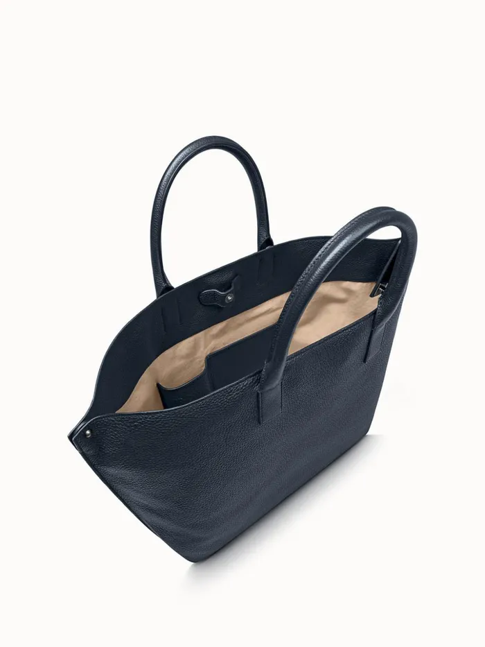 Medium Messenger Bag In Cervo Structured Nappa Leather Denim Women Akris Tote Bags