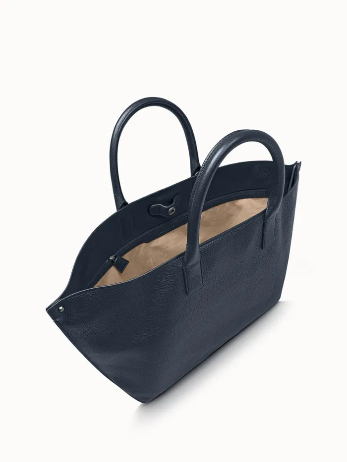 Medium Messenger Bag In Cervo Structured Nappa Leather Denim Women Akris Tote Bags