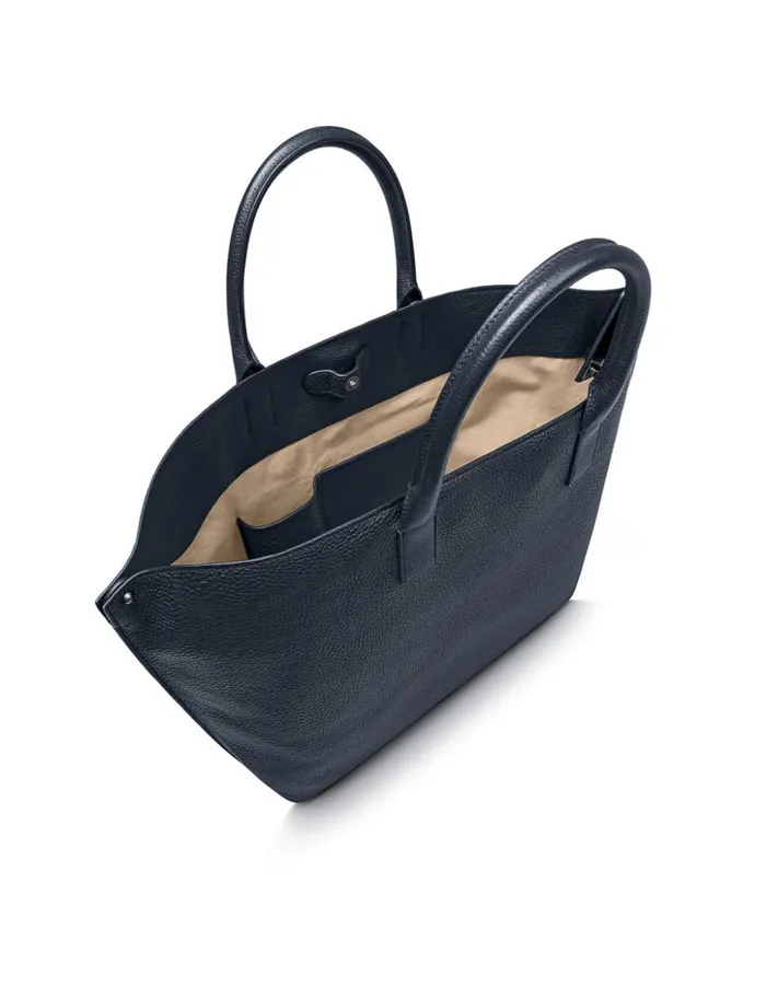 Medium Messenger Bag In Cervo Structured Nappa Leather Denim Women Akris Tote Bags