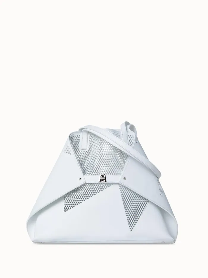 Medium Shoulder Bag In Lasercut Kinderstern White Women Akris Tote Bags