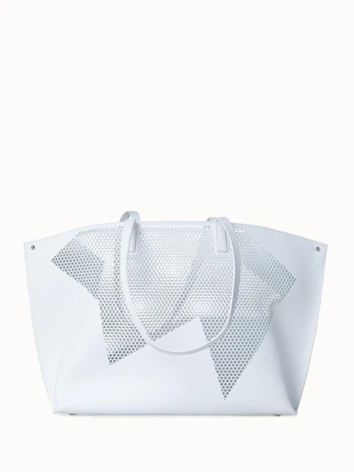 Medium Shoulder Bag In Lasercut Kinderstern White Women Akris Tote Bags
