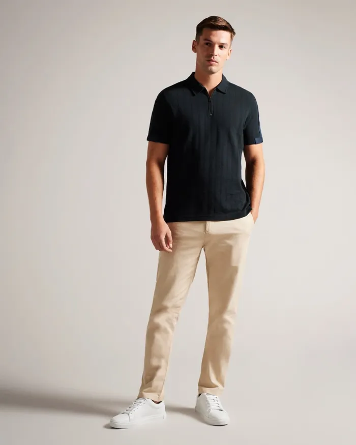 Men ABLOOM 8211 Short Sleeve Polo Shirt With Zip Black Ted Baker Polo Shirts