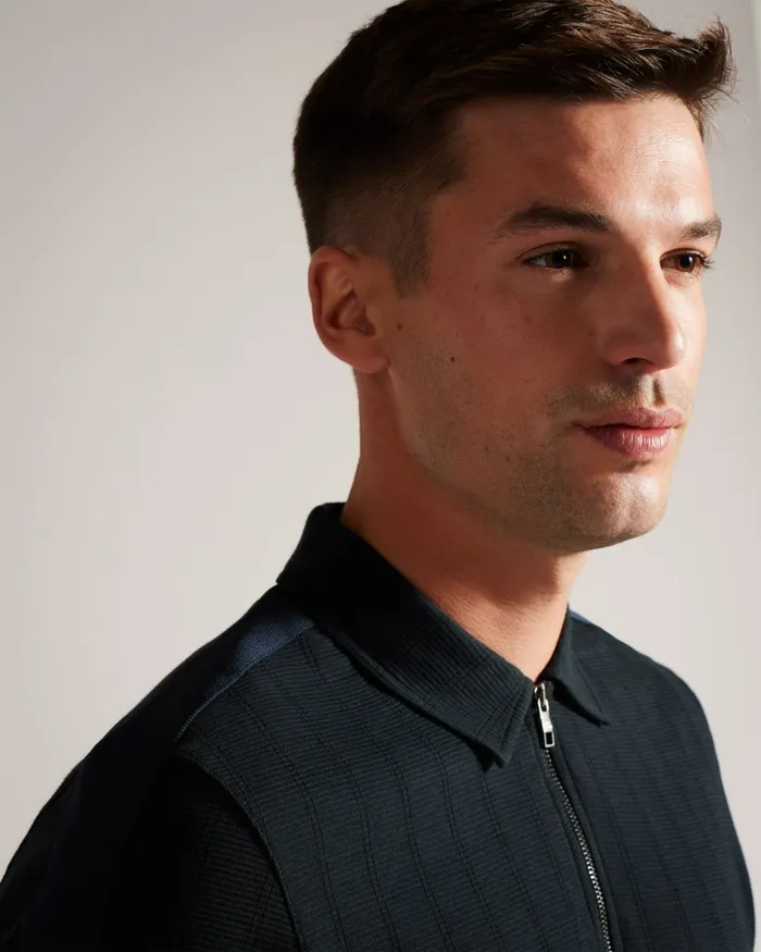 Men ABLOOM 8211 Short Sleeve Polo Shirt With Zip Black Ted Baker Polo Shirts