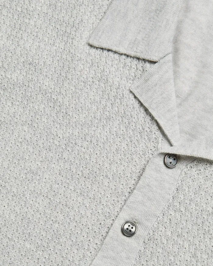 Men ADIO 8211 Short Sleeve Textured Polo Shirt Light Grey Ted Baker Jumpers and Knitwear