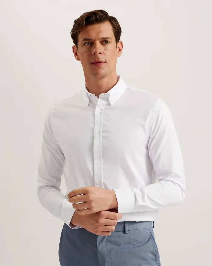Men ALLARDO 8211 Long Sleeve Cotton Oxford Shirt White Ted Baker Shirts