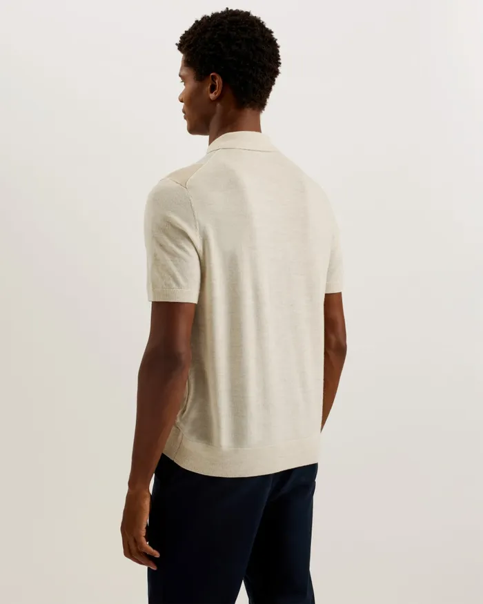 Men AMBLER 8211 Colour Block T Wool Polo Shirt Taupe Ted Baker Jumpers and Knitwear