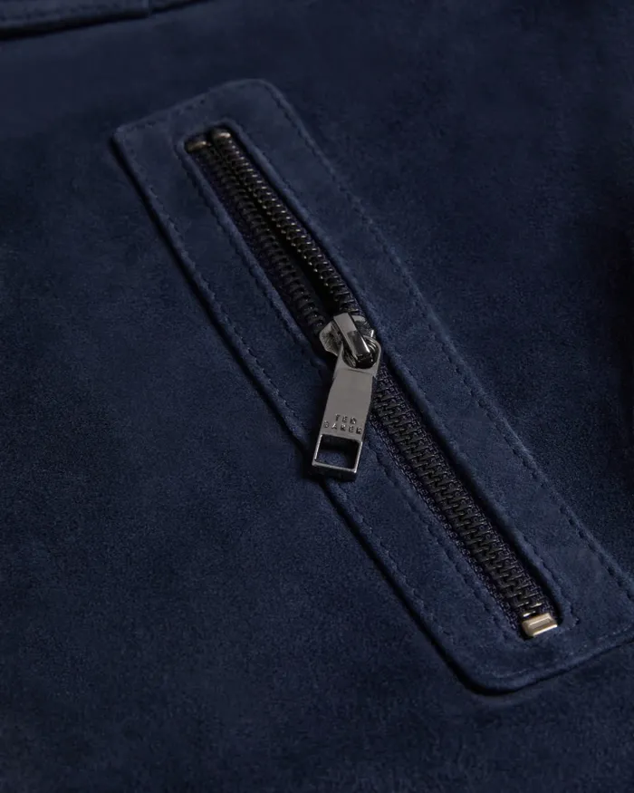Men AMPED 8211 Suede Jacket Navy Ted Baker Coats and Jackets