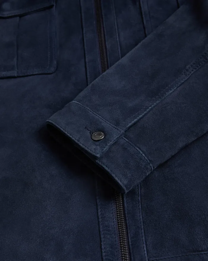 Men AMPED 8211 Suede Jacket Navy Ted Baker Coats and Jackets