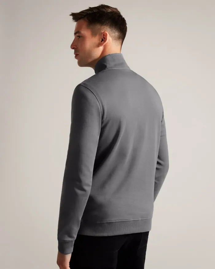 Men ANTRAM 8211 Half Zip Funnel Neck Pullover Charcoal Ted Baker Tops Men ANTRAM 8211 Half Zip Funnel Neck Pullover Charcoal Ted Baker Tops