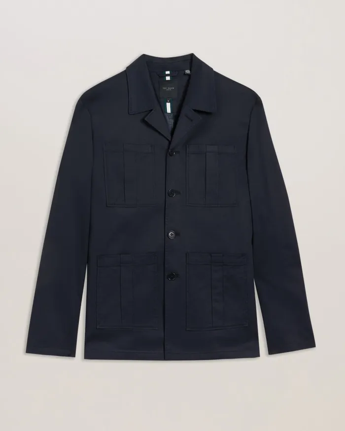 Men BATHLEY 8211 Patch Pocket Utility Jacket Navy Ted Baker Coats and Jackets