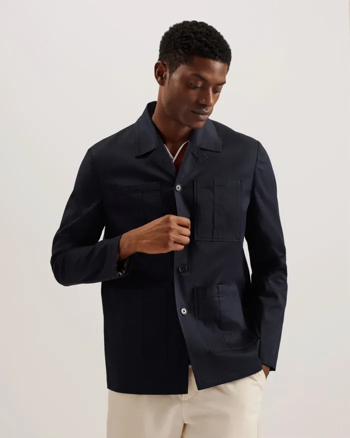 Men BATHLEY 8211 Patch Pocket Utility Jacket Navy Ted Baker Coats and Jackets