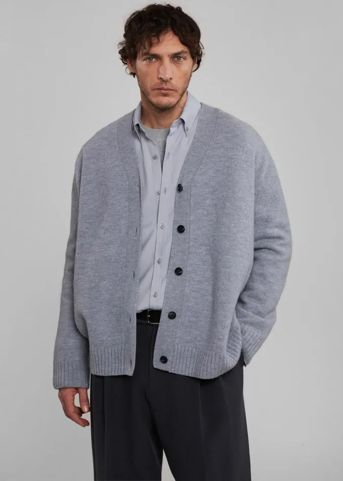 Men Beck Wool Cardigan 8211 Light Grey The Frankie Shop Knitwear