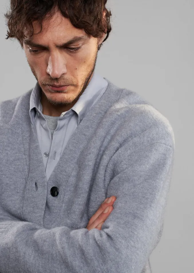 Men Beck Wool Cardigan 8211 Light Grey The Frankie Shop Knitwear