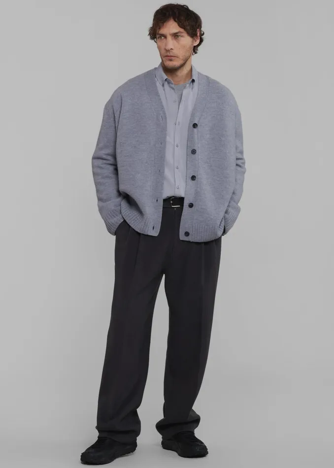 Men Beck Wool Cardigan 8211 Light Grey The Frankie Shop Knitwear