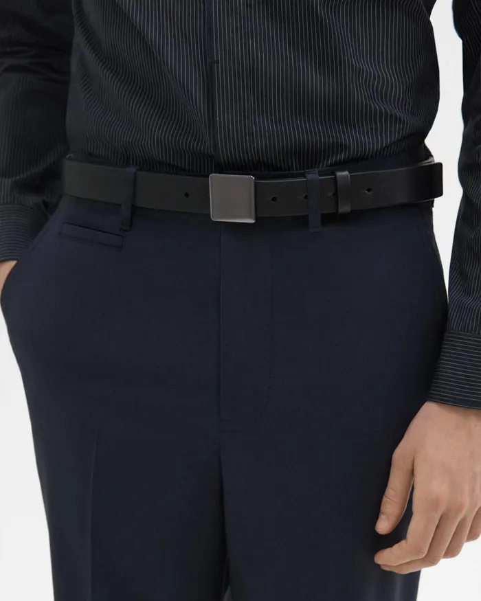 Men Belts Theory Leather Belt Black