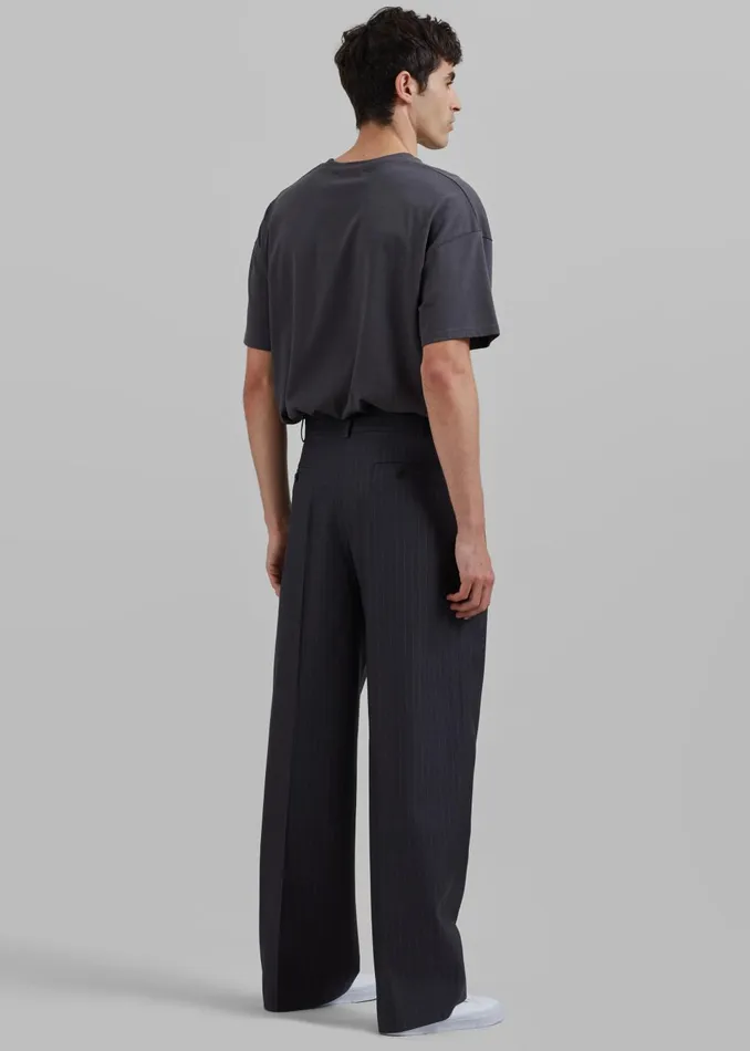Men Beo Suit Pants 8211 CharcoalWhite Pinstripe The Frankie Shop Bottoms