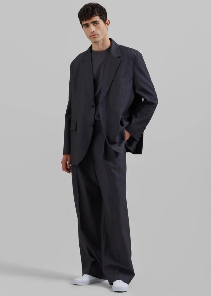 Men Beo Suit Pants 8211 CharcoalWhite Pinstripe The Frankie Shop Bottoms