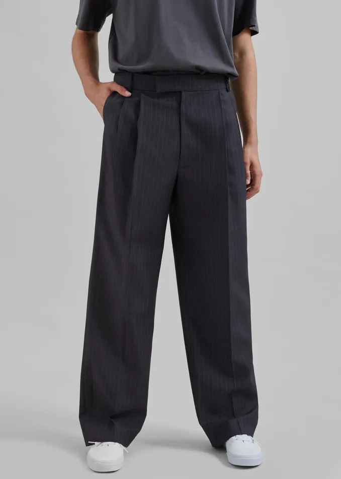 Men Beo Suit Pants 8211 CharcoalWhite Pinstripe The Frankie Shop Bottoms