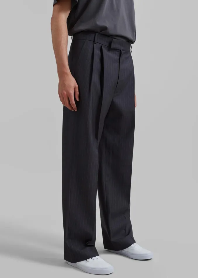 Men Beo Suit Pants 8211 CharcoalWhite Pinstripe The Frankie Shop Bottoms