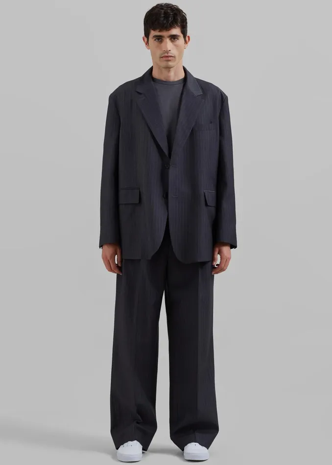 Men Beo Suit Pants 8211 CharcoalWhite Pinstripe The Frankie Shop Bottoms