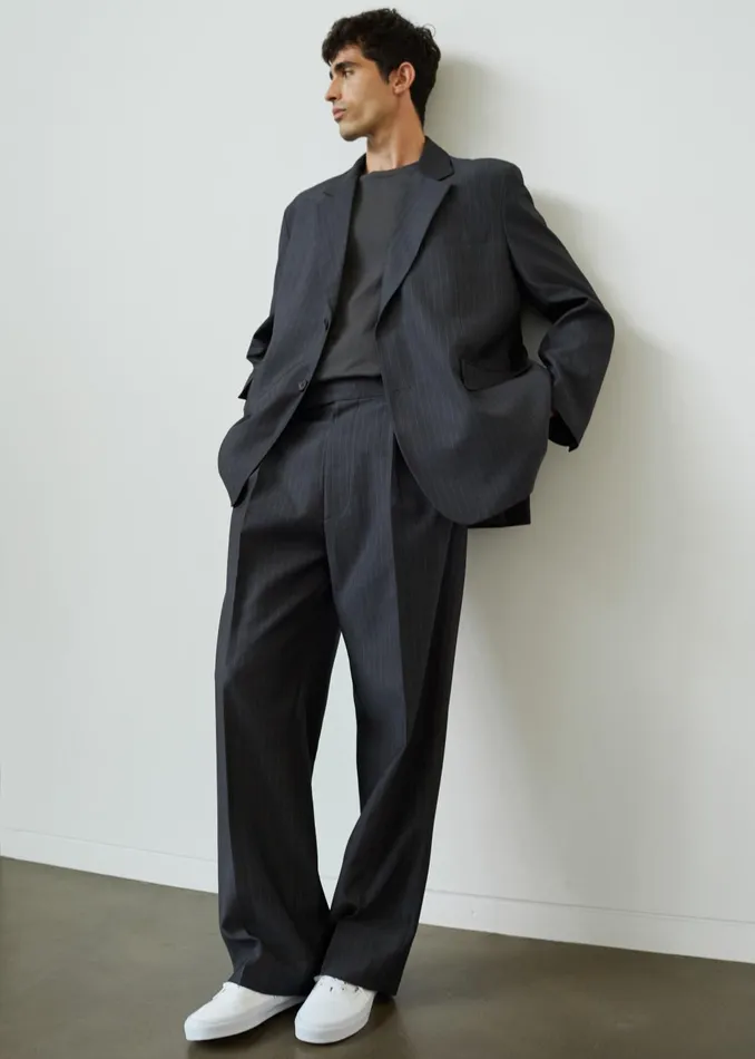 Men Beo Suit Pants 8211 CharcoalWhite Pinstripe The Frankie Shop Bottoms