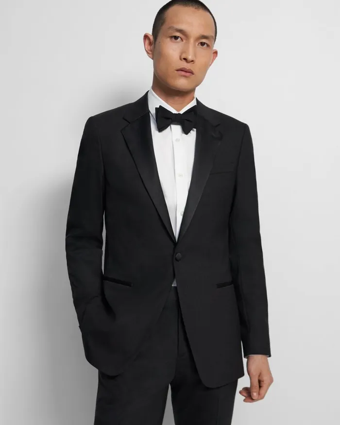 Men Blazers Jackets Theory Chambers Tuxedo Blazer In Stretch Wool Black