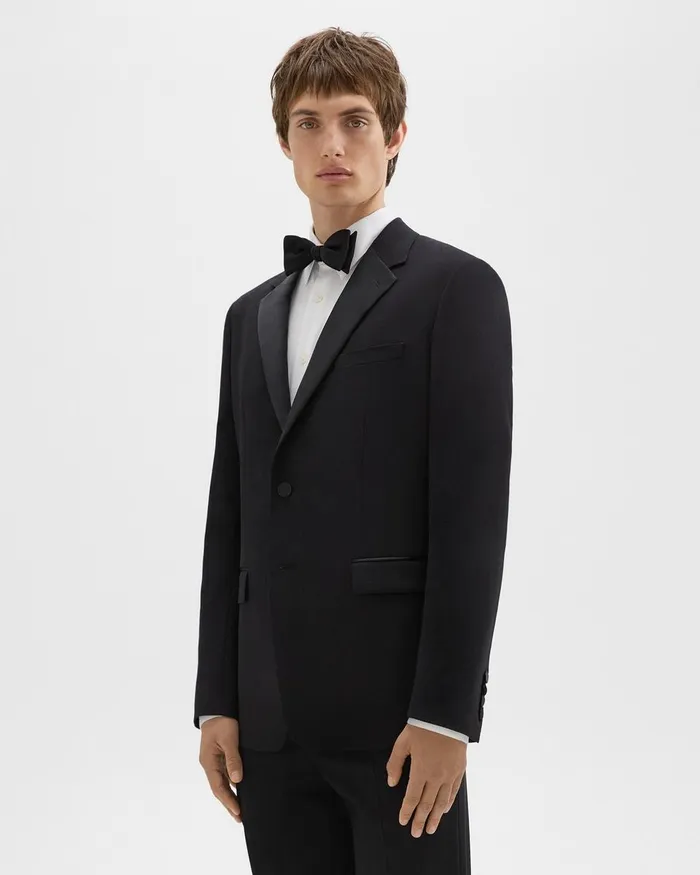 Men Blazers Jackets Theory Chambers Tuxedo Blazer In Stretch Wool Black