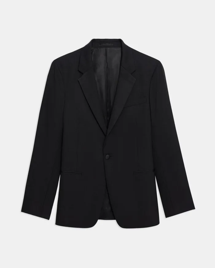 Men Blazers Jackets Theory Chambers Tuxedo Blazer In Stretch Wool Black