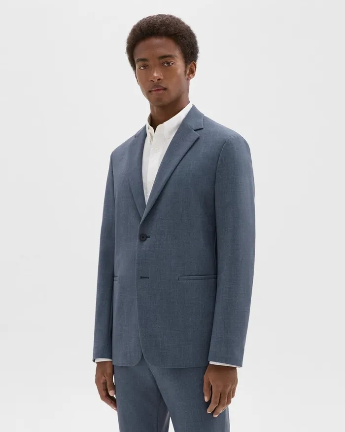 Men Blazers Jackets Theory Clinton Blazer In Printed Precision Ponte Dusty Blue Mel